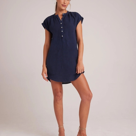 Bella Dahl Linen Cap Sleeve Henley Mini Dress Women’s - Picture 3 of 5